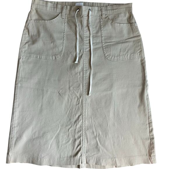 Vintage, Khaki, Elastic Waist, Pocketed, Knee Length, Pencil Skirt- M - Picture 1 of 6